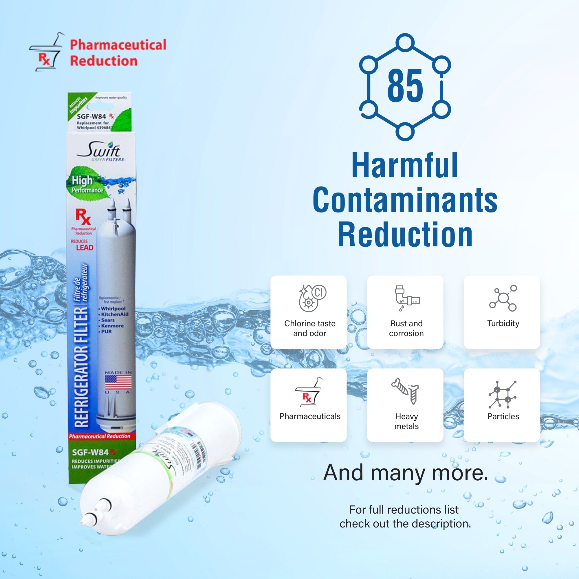 Whirlpool 4396841, 4396710,EDR3RXD1,EFF-6016A,EDR3RXD1,FILTER 3 Compatible Pharmaceuticals Refrigerator Water Filter (Authorized to sell only in Canada)