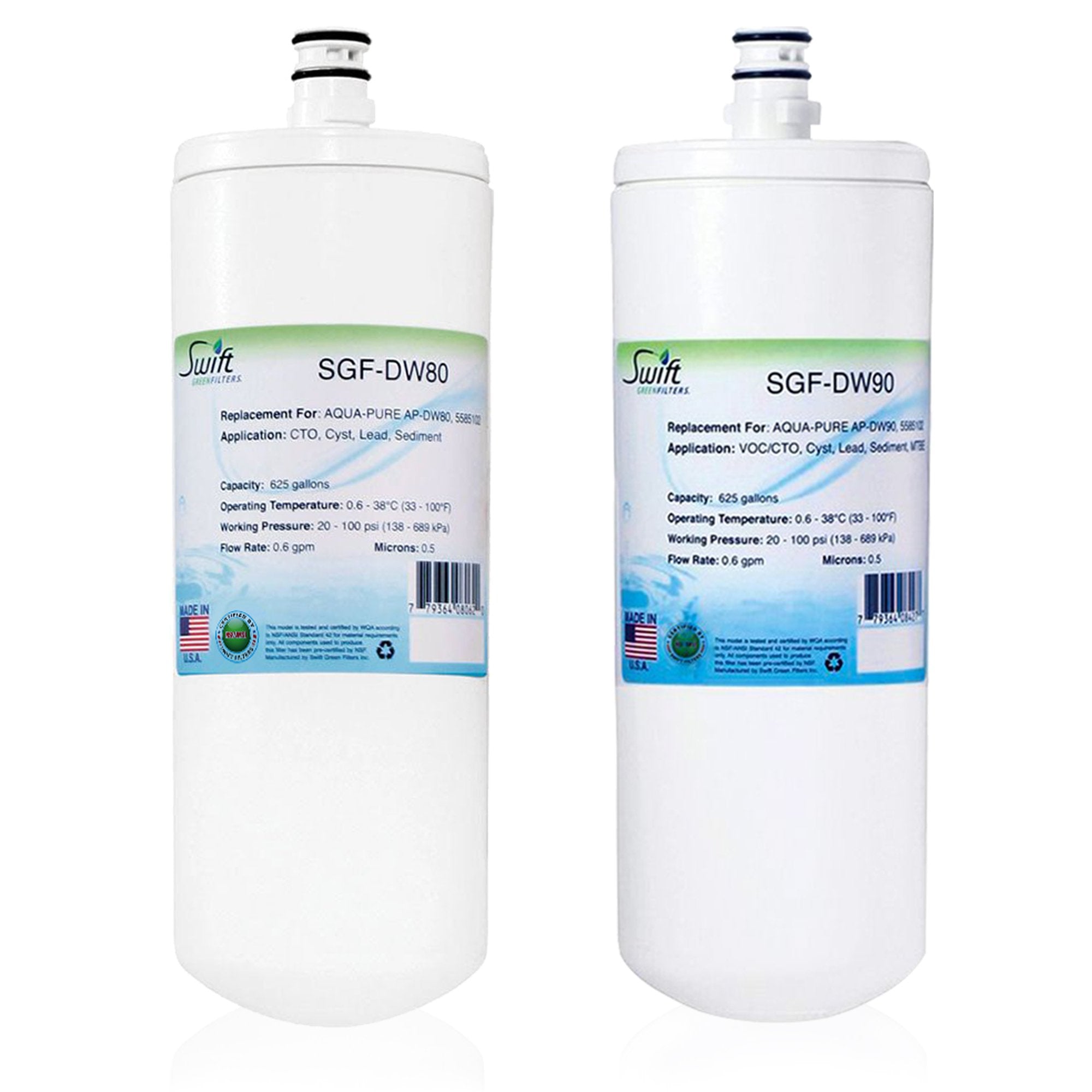 Replacement for 3M Aqua Pure AP-DW80 Filter by Swift Green Filters SGF-DW80 & SGF-DW90 (sell as a set of 2 with DW80)