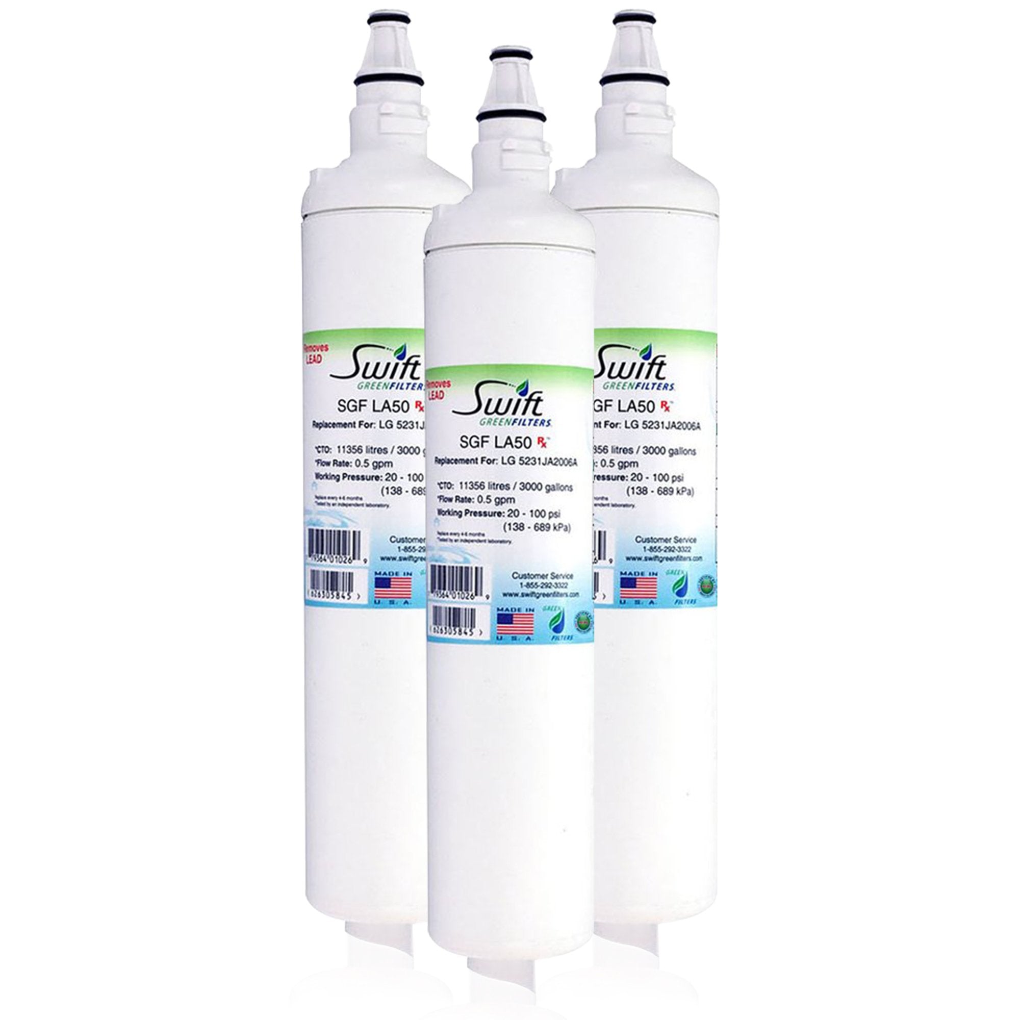 LG 5231JA2006A Compatible Pharmaceutical Refrigerator Water Filter 3 pack