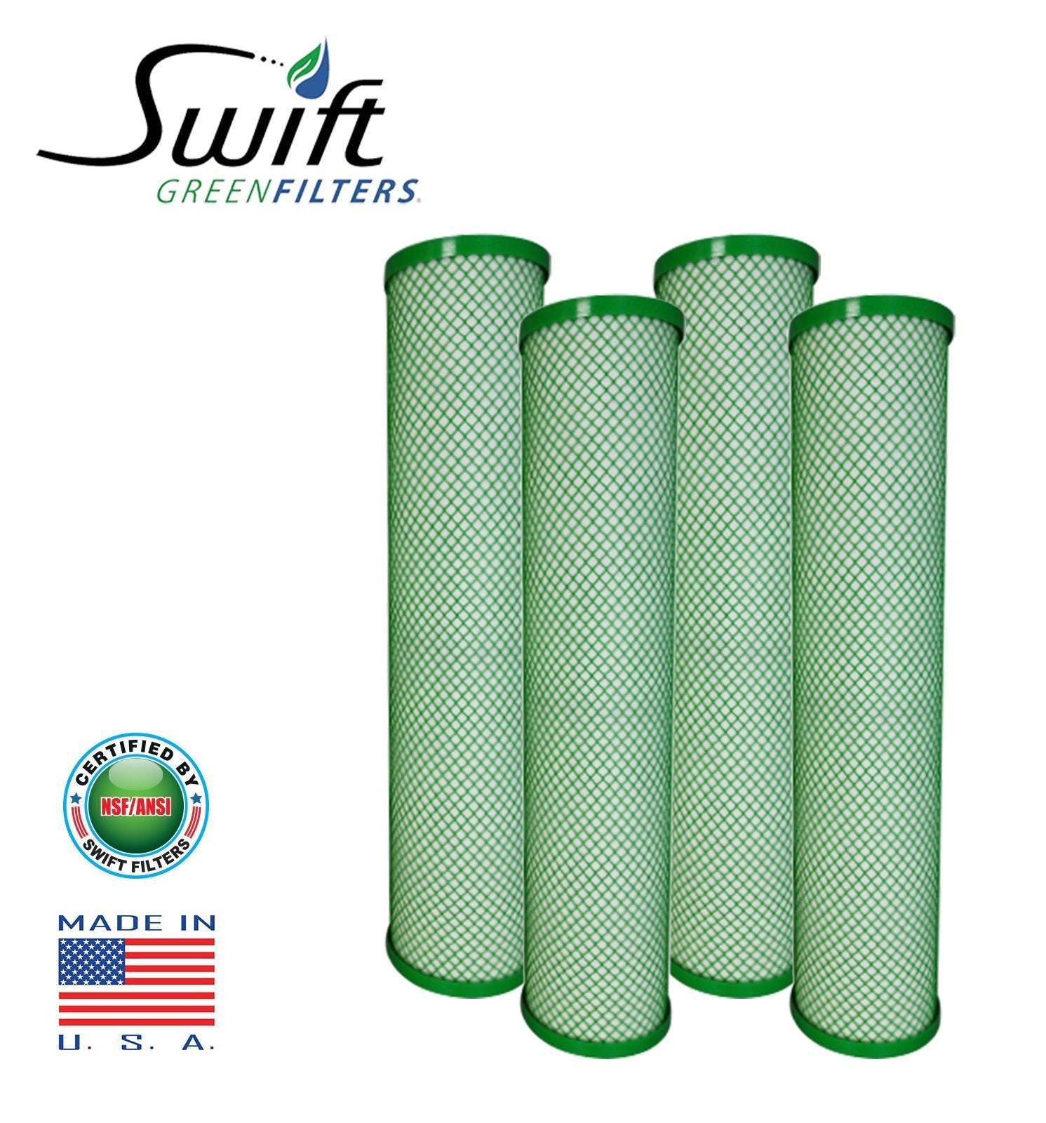 Swift (SGFB10Pb1) Replaces Filtrex FXB10PB1 9.75"x 4.5" LEAD/CYST Green Block Carbon 1 Micron Filter - The Filters Club